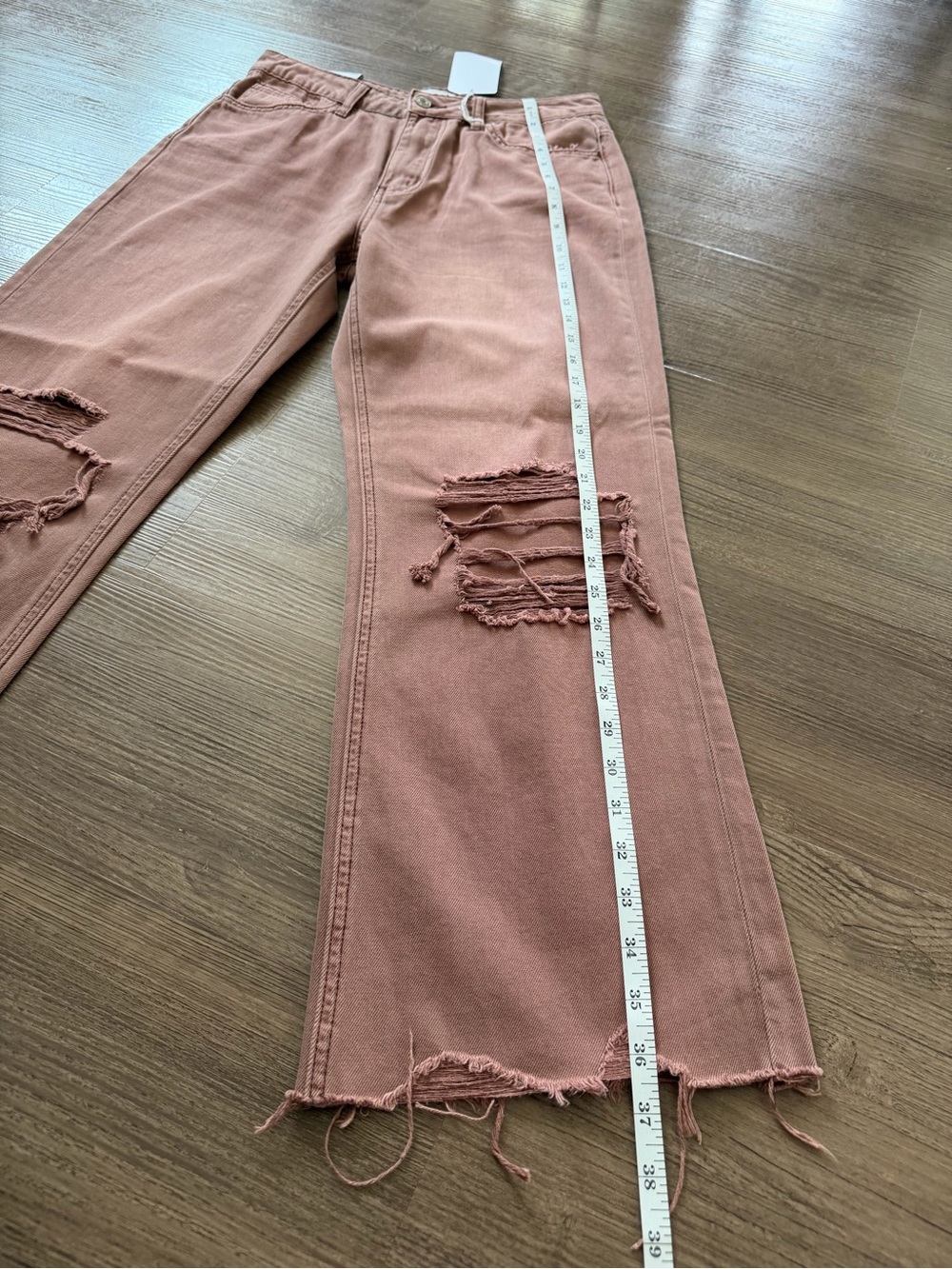NWT Vervet Leslie 90s Vintage Flare Distressed Pink Wide Leg Jeans Size 26 - Picture 7 of 10